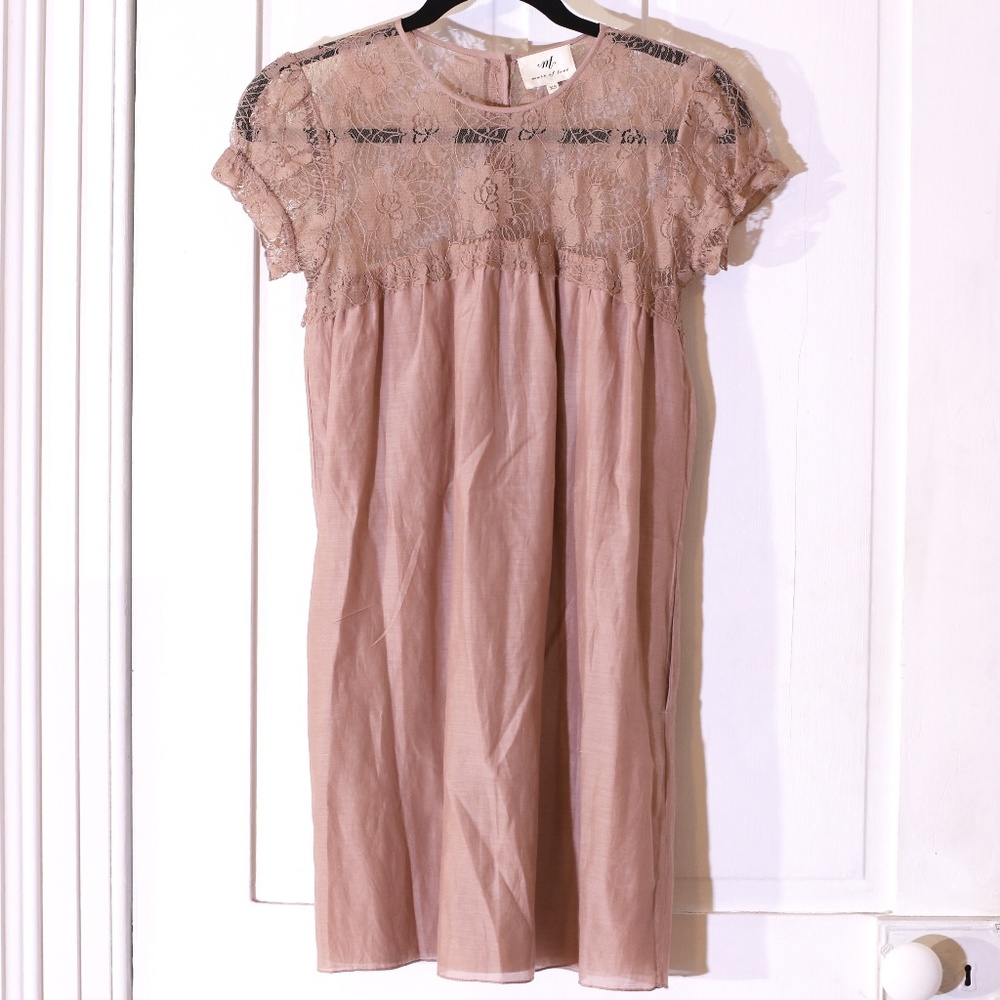 Muse Of Love Dusty Pink Lace Yolk Babydoll Dress